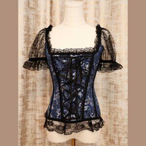 Blue Dragon Corset with Puffed Sleeves Size S (NWOT)